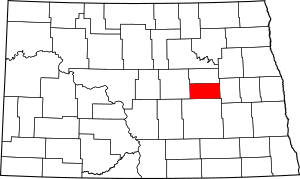 Map of North Dakota highlighting Foster County