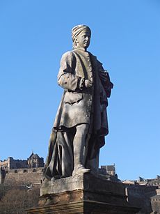 Statue of Allan Ramsay in West Princes Street Gardens, close-up