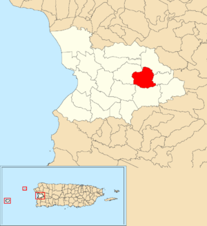 Location of Bateyes within the municipality of Mayagüez shown in red