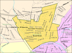 Census Bureau map of Bound Brook, New Jersey