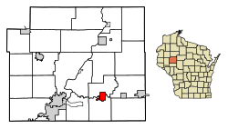 Location of Cadott in Chippewa County, Wisconsin.