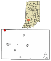 Location of Jasonville in Greene County, Indiana.