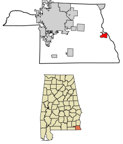 Location of Gordon in Houston County, Alabama.