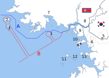 Map of Korean maritime border