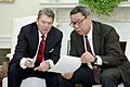 President Ronald Reagan and Colin Powell
