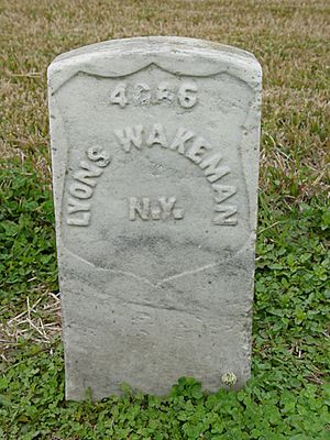 Pvt. Lyons Wakeman headstone in the Chalmette National Cemetery