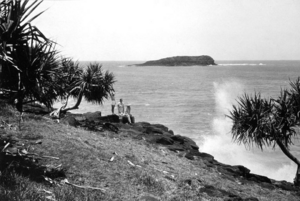 Queensland State Archives 1932 View of Cook Island from Fingal Head near Tweed Heads Tweed Shire c 1934